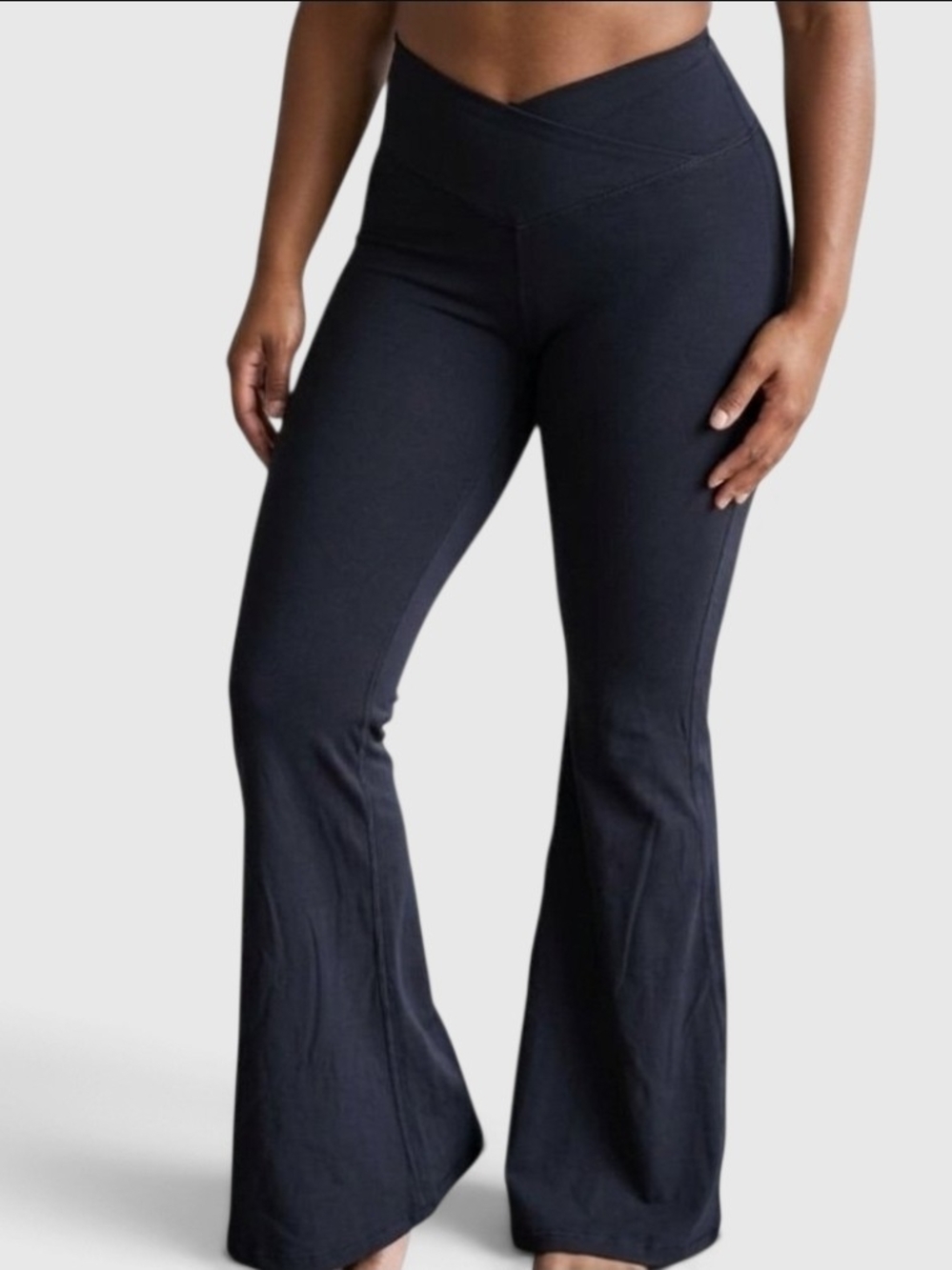 Yogalicious Zen Willow Super Flare Leggings XL Black V Front Activewear Cozy